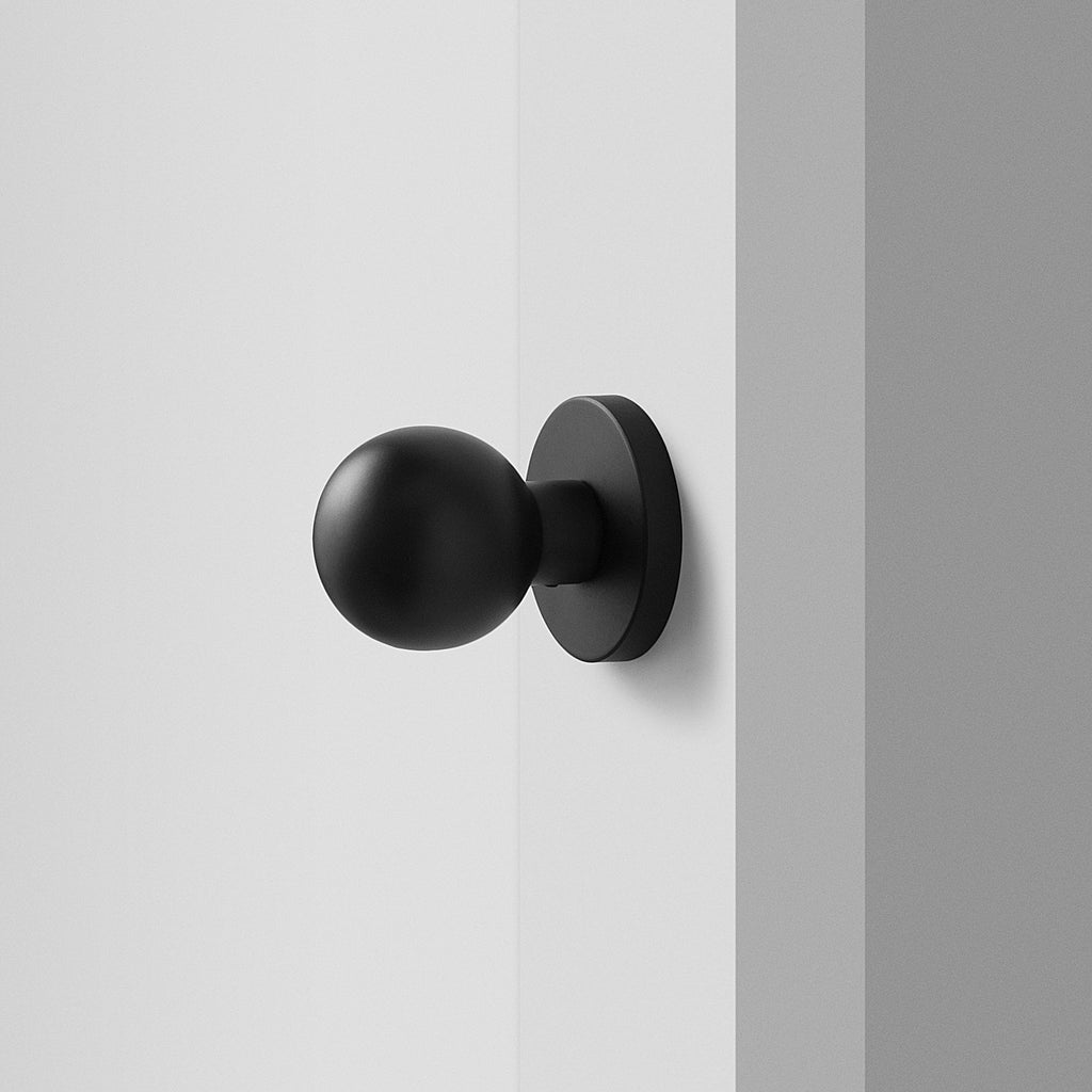 York Door Set with Globe Knob - Flat Black