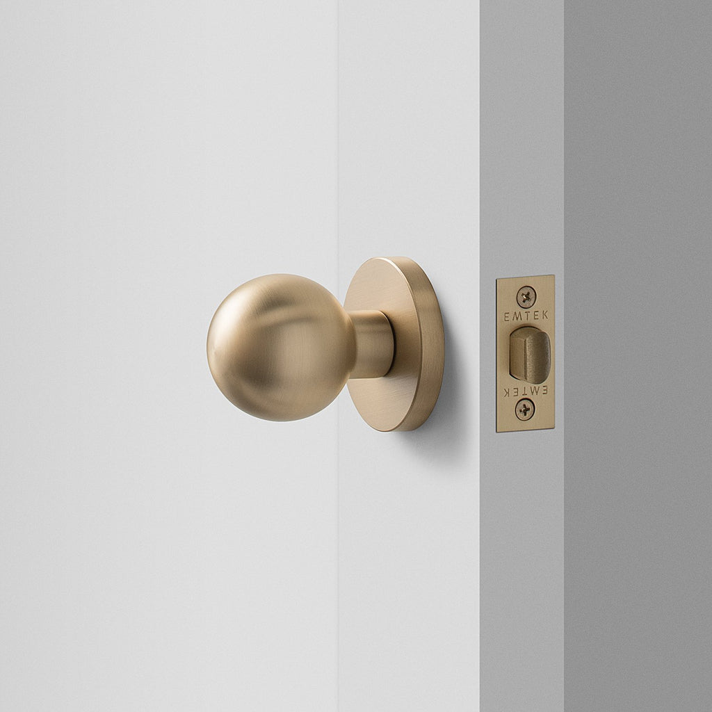 York Door Set with Globe Knob - Satin Brass:hover